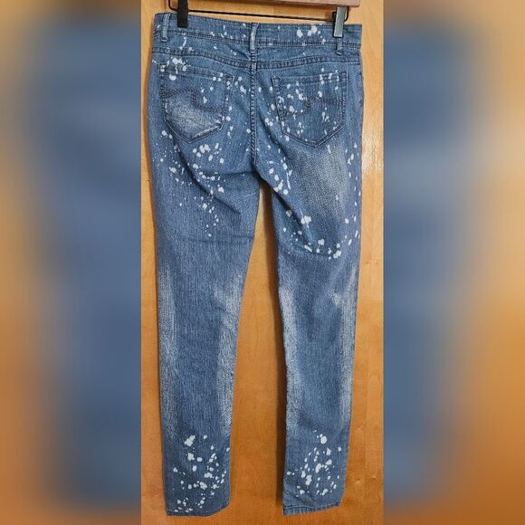 Op Jeans Denim Acid Washed Spattered Spots Womens 7 * - Picture 2 of 3